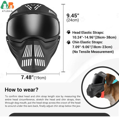 ATUBAN Dog Goggles Large Breed, UV Protection Full Face Sunglasses for Dogs, Windproof Dustproof Snowproof Pet Eyes Wear