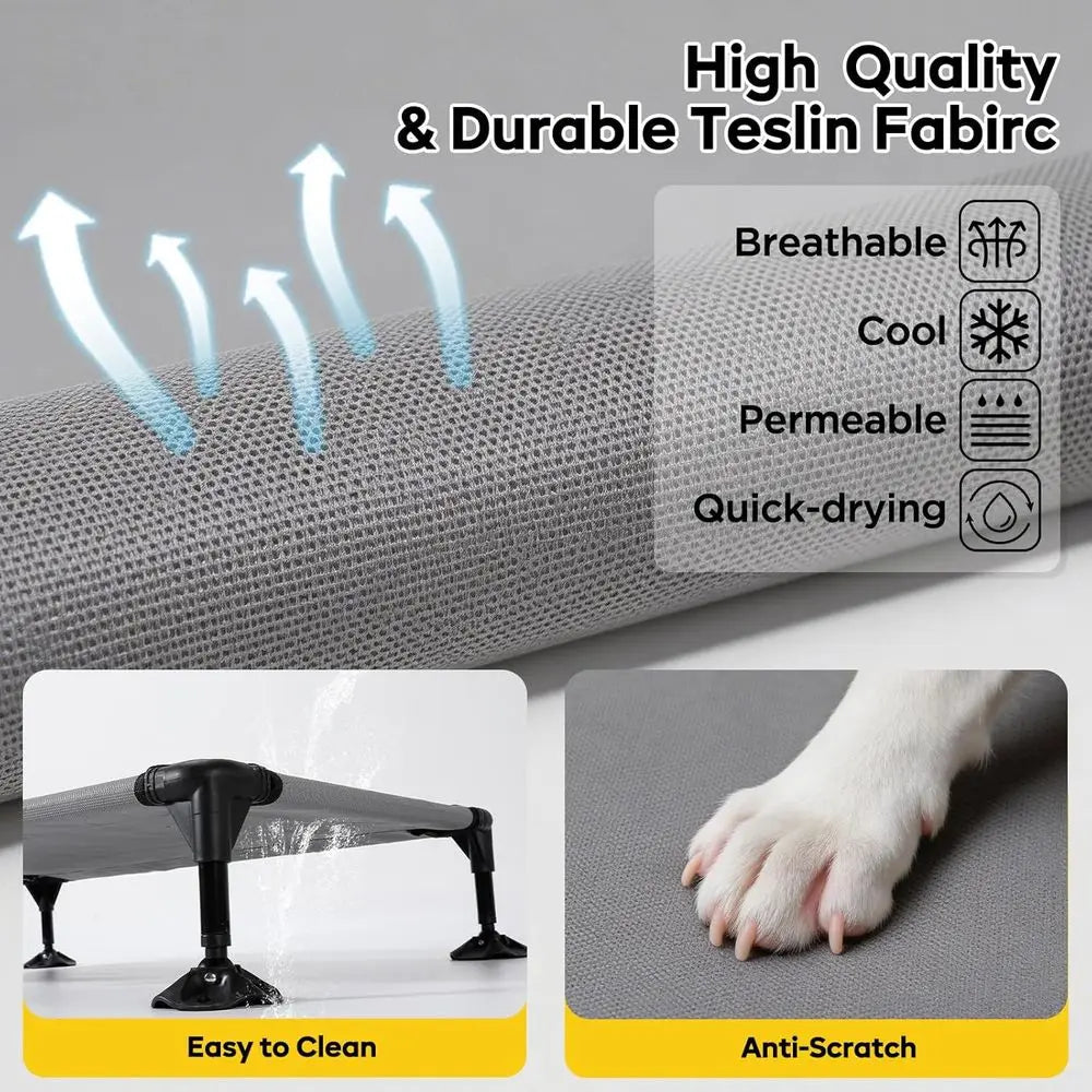 Elevated Dog Bed with Removable Bolster Pillows, Cooling Cot for Outdoor Use, Portable Pet Bed with Carry Bag, Suitable for Pati