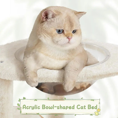 54in Rattan Cat Tree, Modern Tower with Breathable Woven Condo, Scratching Posts amp Washable Cushions, Naturally Cool in Summe
