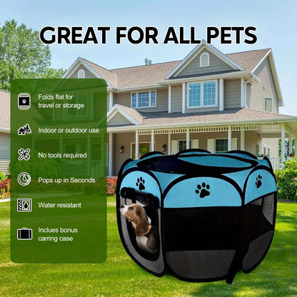 Christmas Gift Dog Playpen, Puppy Pet Cat Playpen Indoor for Small Dogs, Dog Tent Crates Cage Indoor/Outdoor, Portable Pop Up Dog Kennel Playpen with Carrying Case for Dogs/Cats/Rabbits, Removable Zipper Top