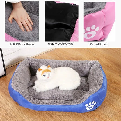 Large Winter Dog Bed Square Plush Cat Nest Kennel All Season Washable Dog Sofa Waterproof Mattress Cat Bed for Medium Dogs