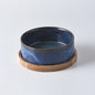 Dog Bowl Ceramic Matte Pet Bowl Cervical Spine Protector Anti Knock Over Wooden Tray Pet Feeding Supplies Cat Accessories
