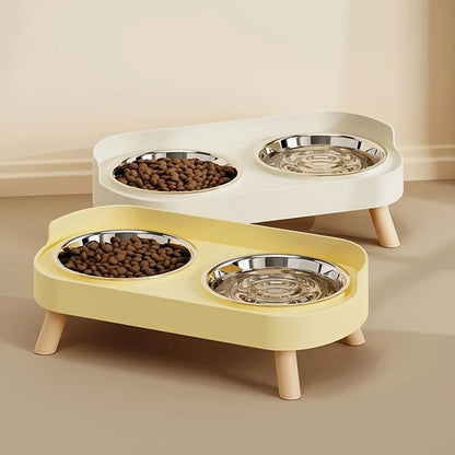 New Cat and Dog Elevated Double Bowl Water Feeding Integrated High Platform Double Bowl