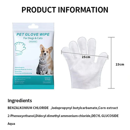 6pcs Unscented Extra Thick Pet Cleaning Wipes for Dogs & Cats,Dog Washing Bathing Deodorizing Grooming Gloves for Daily Care