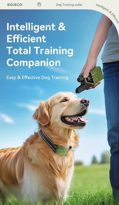 ROJECO Electric Dog Training Collar IPX7 Waterproof Dog Bark Stop Collar With Remote Control Rechargeable Anti Barking Device