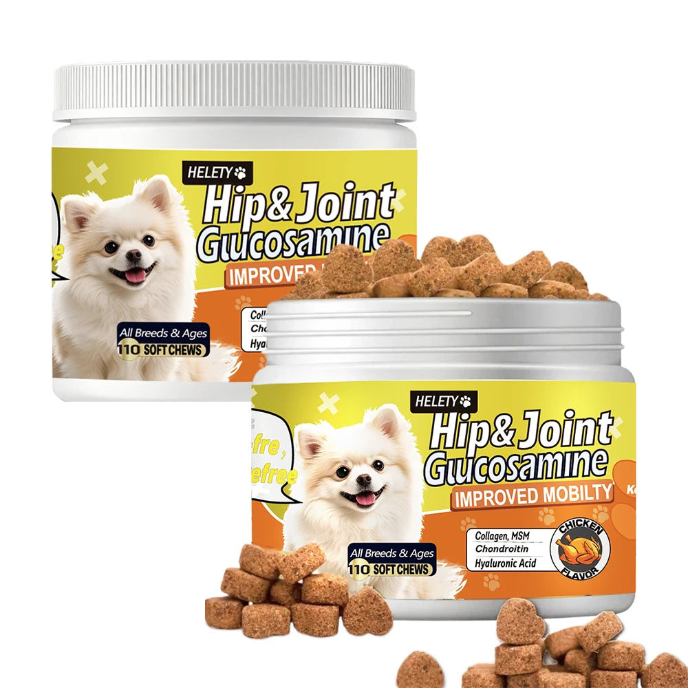 Dog Hip and Joint Supplement with Glucosamine, Chondroitin, Omega 3, MSM, and Green Lipped Mussel, 90chews Flavored Chews for Sm