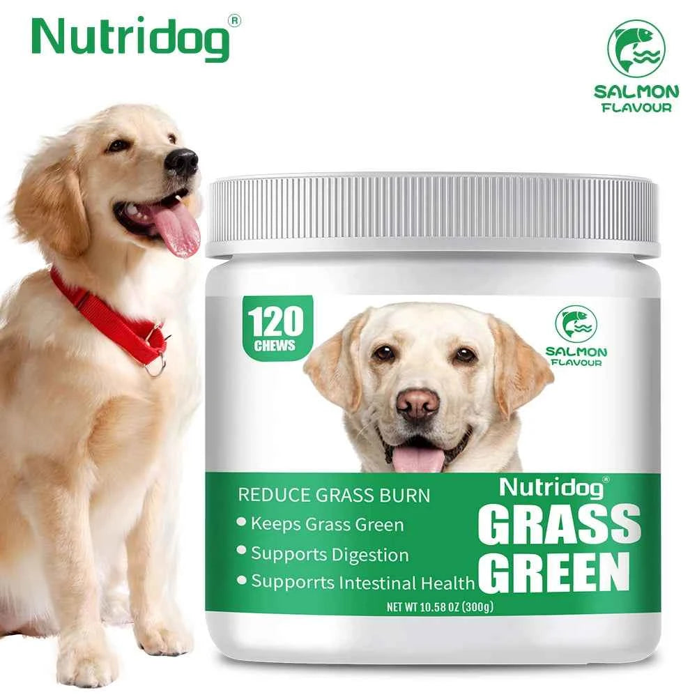 Grass Green Dog Chews - Lawn Urine Neutralizer, Reduces Urine Burns to Grass, Keeps Grass Green, Maintains Intestinal Health