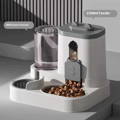 Automatic Cat Feeder & Water Fountain Set - Food Grade Plastic - for Cats & Dogs - Gravity Feed Design