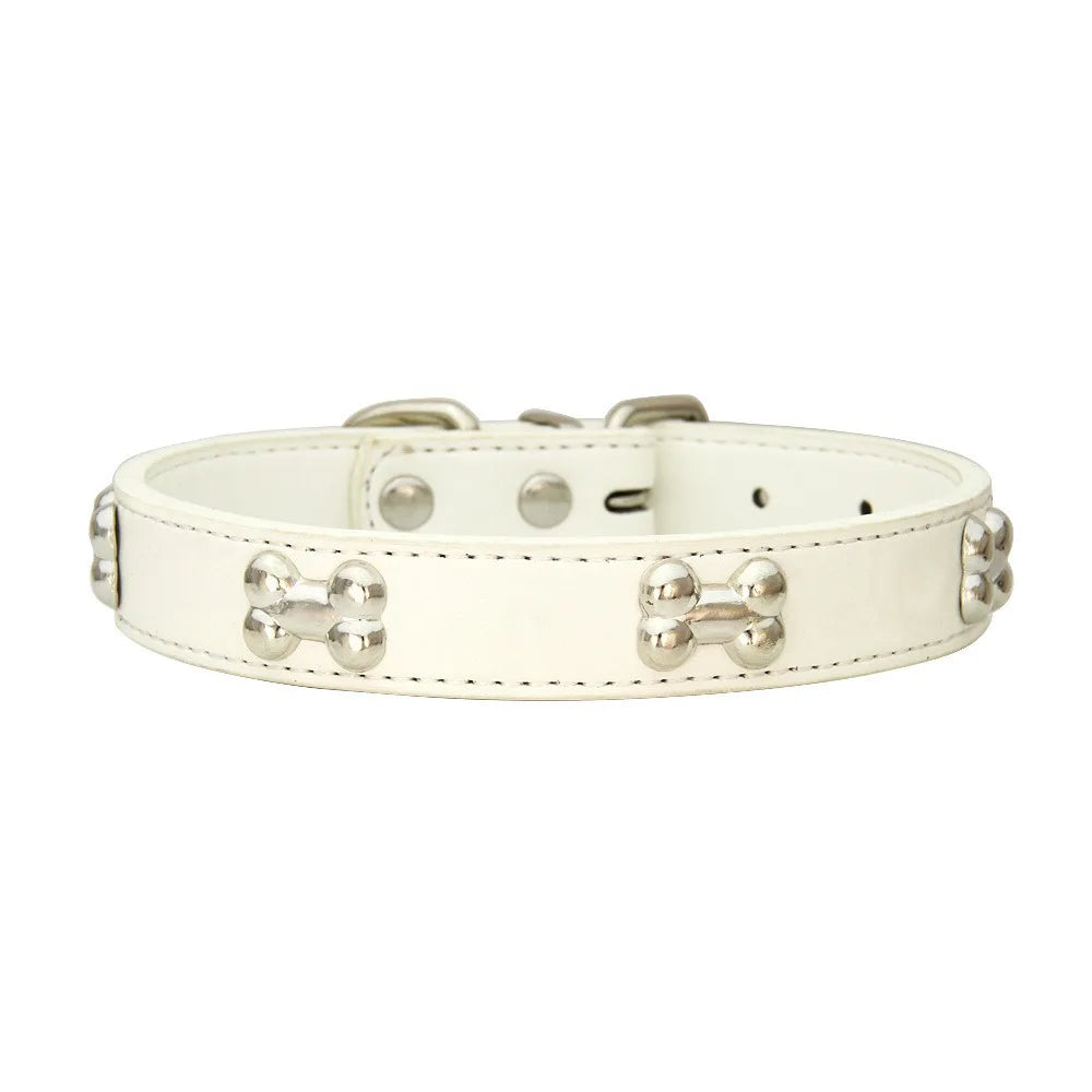 New Bone Leather Durable Pet Dog Collars Puppy Pug Collars for Small Large Dog Puppy Neck Collar GXQ13