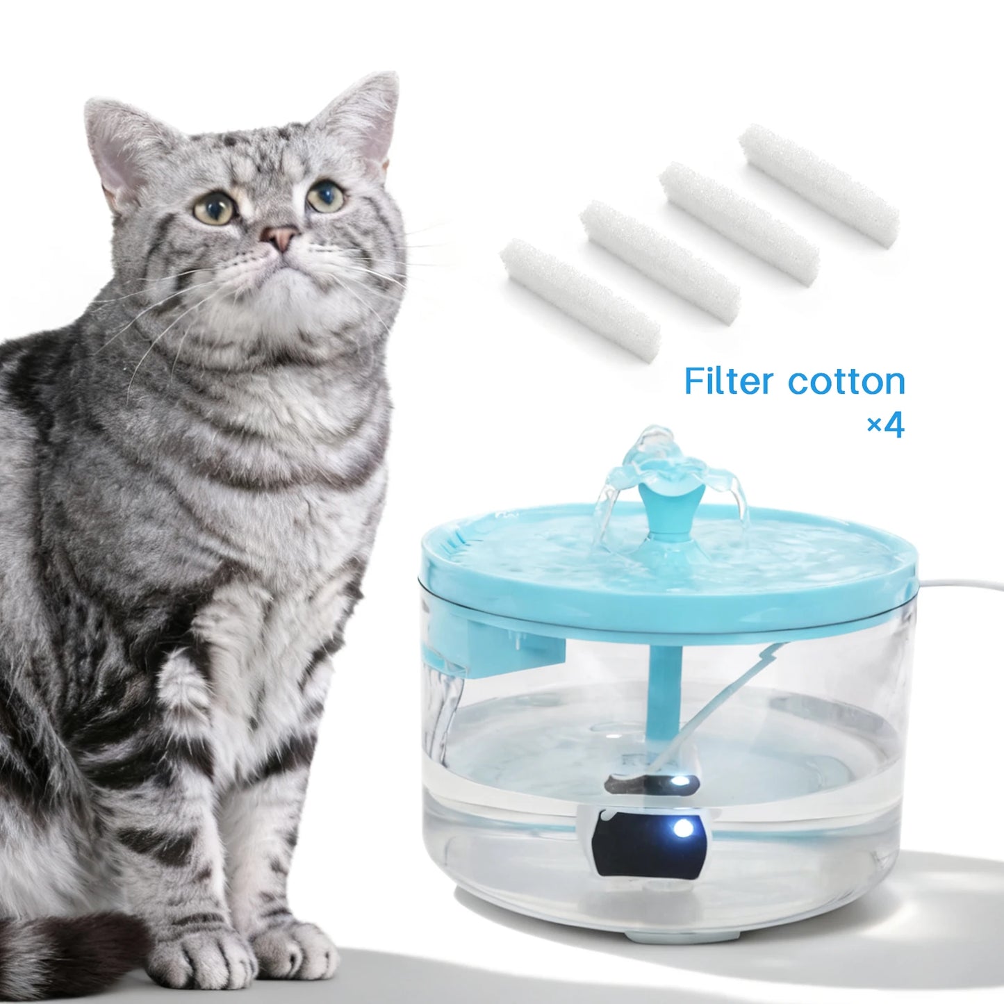 [ Ultra-Quiet ]Cat Water Fountain, 1.8L/60.87oz, Filter Pet Drinking Fountain, Fresh, USB Powered - Gift for Cats and Small Dogs