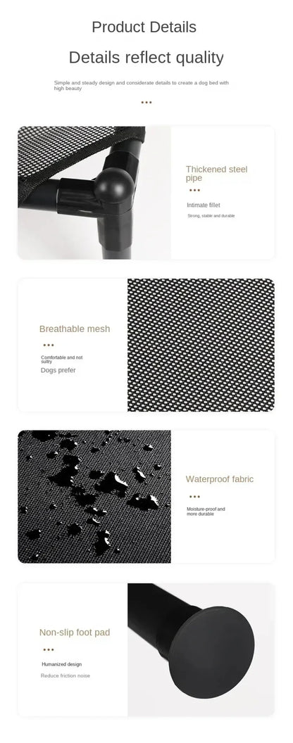 Foldable Elevated Pet Bed - Portable Camping Dog/Cat Bed with Washable Mat, Breathable Dog House for All Seasons