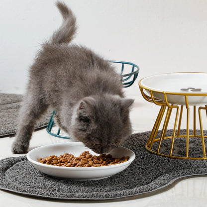 Ceramic Raised Pet Bowl Food Water Bowls with Rack for Cats Dogs Outdoor Feeding Drinking Accessories Doggie Cat Stand Bowl ﻿