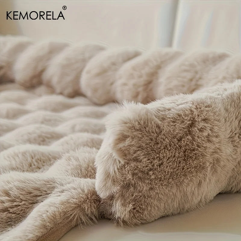 Thickened Warm Imitation Rabbit Fur Dog Bed Luxury Plush Pet Mattress with Pillow Scratch-Resistant Anti-Slip for Medium Dogs