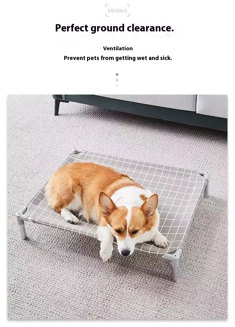 Elevated Pet Cot Stainless Steel Frame - All Season Military Dog Bed Removable Washable Off Ground for Small Pets