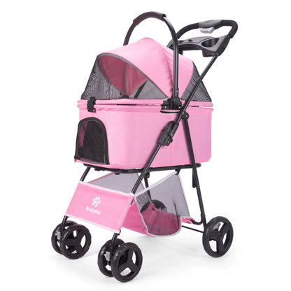 3 in 1 Pet Stroller with Removable Carrier, Folding Stroller for Small/Medium Dogs and Cats, Waterproof, All-Terrain, with Sun S