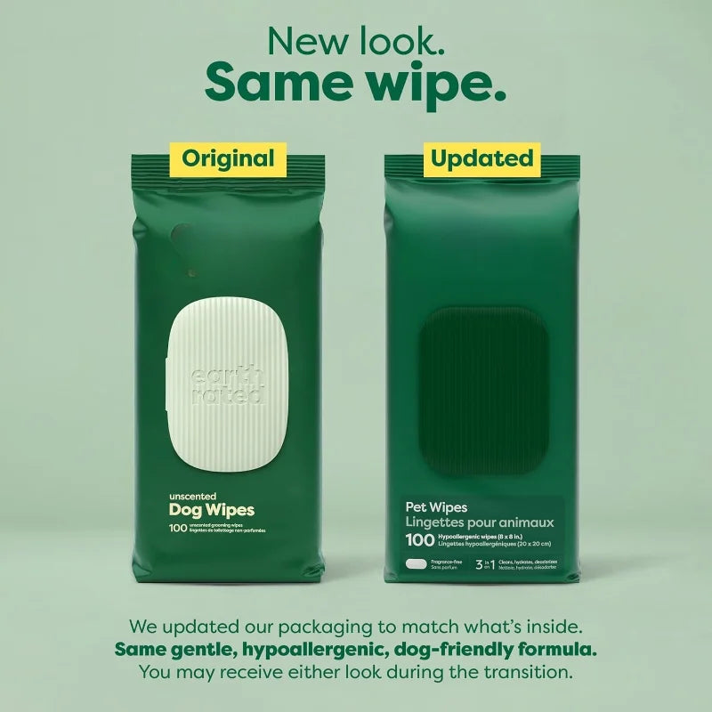 Pet Wipes for Dogs and Cats, Hypoallergenic, Cleaning and Hydrating Unscented, 100 Count