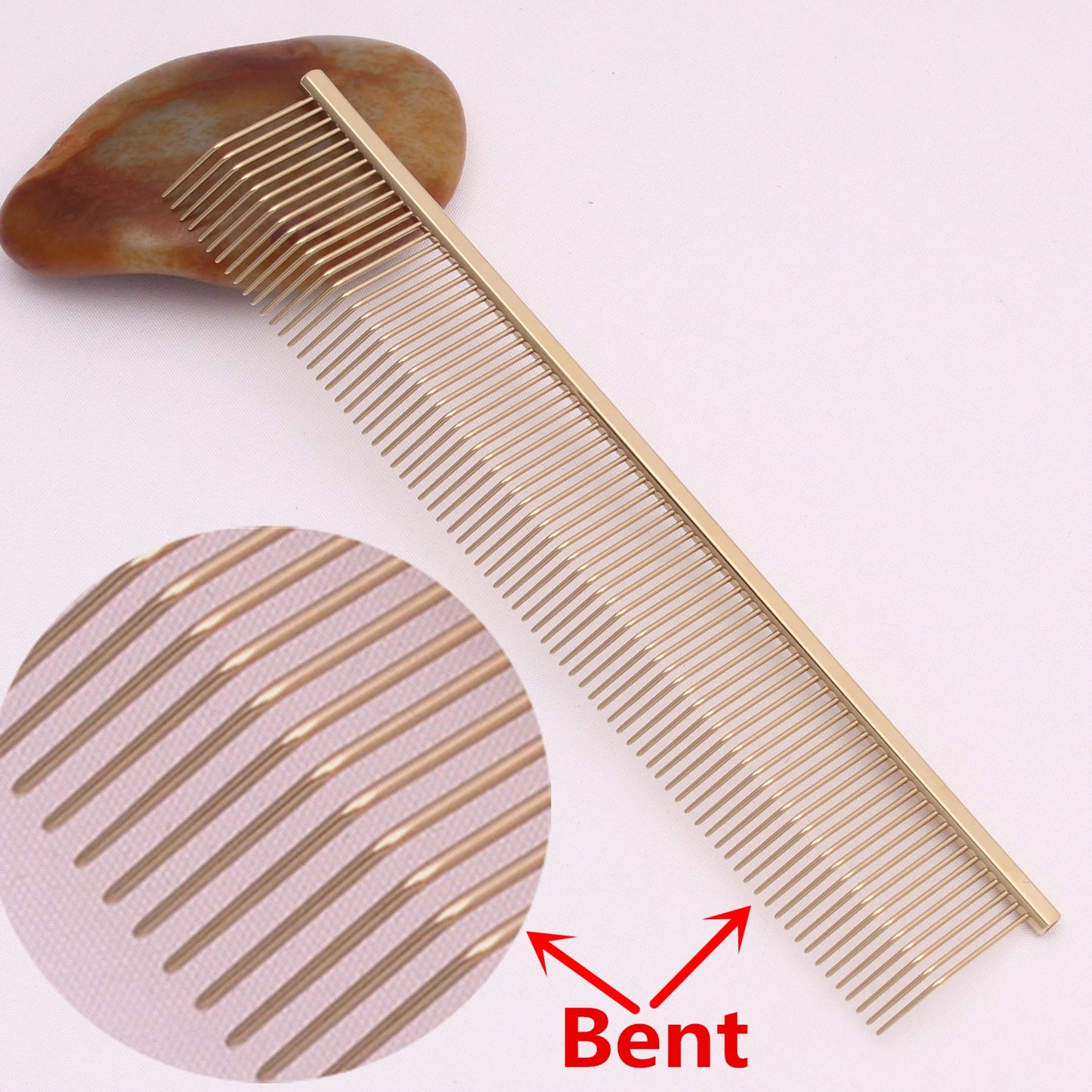Copper Dog Grooming Combs Pet Boundary Knot Massage Tools Professional Salon Cat Hair Cleaning Crescent High Low Teeth 7817#