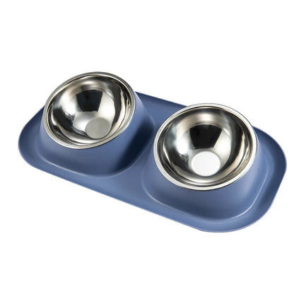 Stainless Steel Pet Bowl Anti-Spill Double Bowl for Dogs Cats Non-Slip Base Raised Design Durable Easy Clean Food Water Dish