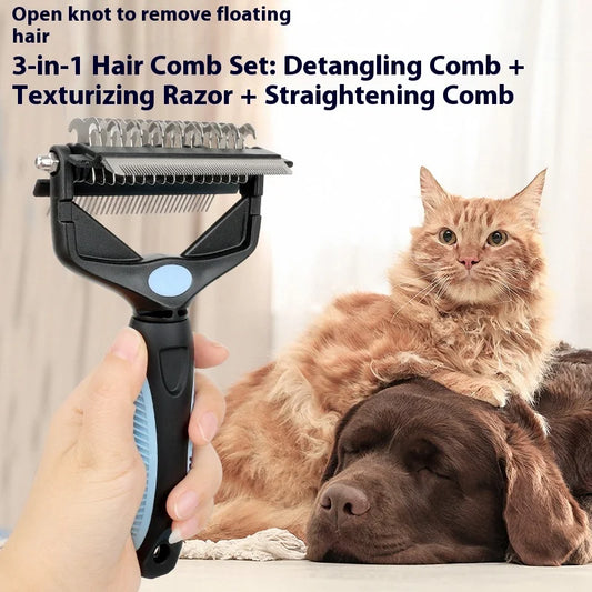 3 In 1 Pet Deshedding Brush Dog Hair Remover Pet Fur Knot Cutter Puppy Cat Comb Brushes Dogs Grooming Shedding Supplies