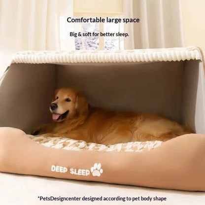 Dog Den Large-sized Dogs' Winter and Autumn Warmth Preservation Quilted Cat Den Drawer House Pet Bed Golden Retriever Washable