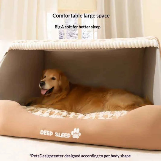 Dog Den Large-sized Dogs' Winter and Autumn Warmth Preservation Quilted Cat Den Drawer House Pet Bed Golden Retriever Washable