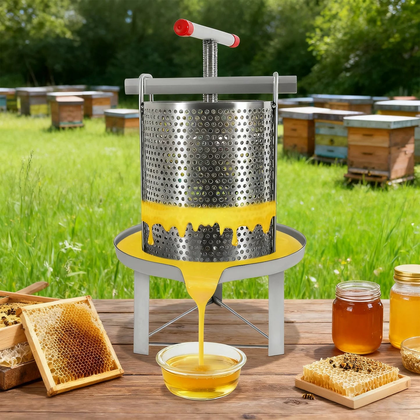 Manual Honey Press, Honey Extractor Machine, Beekeeping Tools for Home Use, Food Grade Stainless Steel Manual Honey Processor
