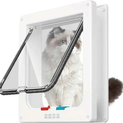 Pet Door 4 Way Locking Security Lock ABS Dog Cat Weatherproof Flap Door Controllable Switch Direction Doors Small Pet Supplies
