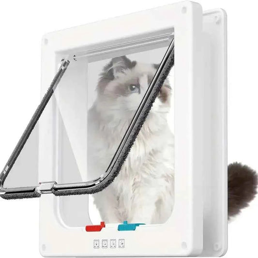 Pet Door 4 Way Locking Security Lock ABS Dog Cat Weatherproof Flap Door Controllable Switch Direction Doors Small Pet Supplies