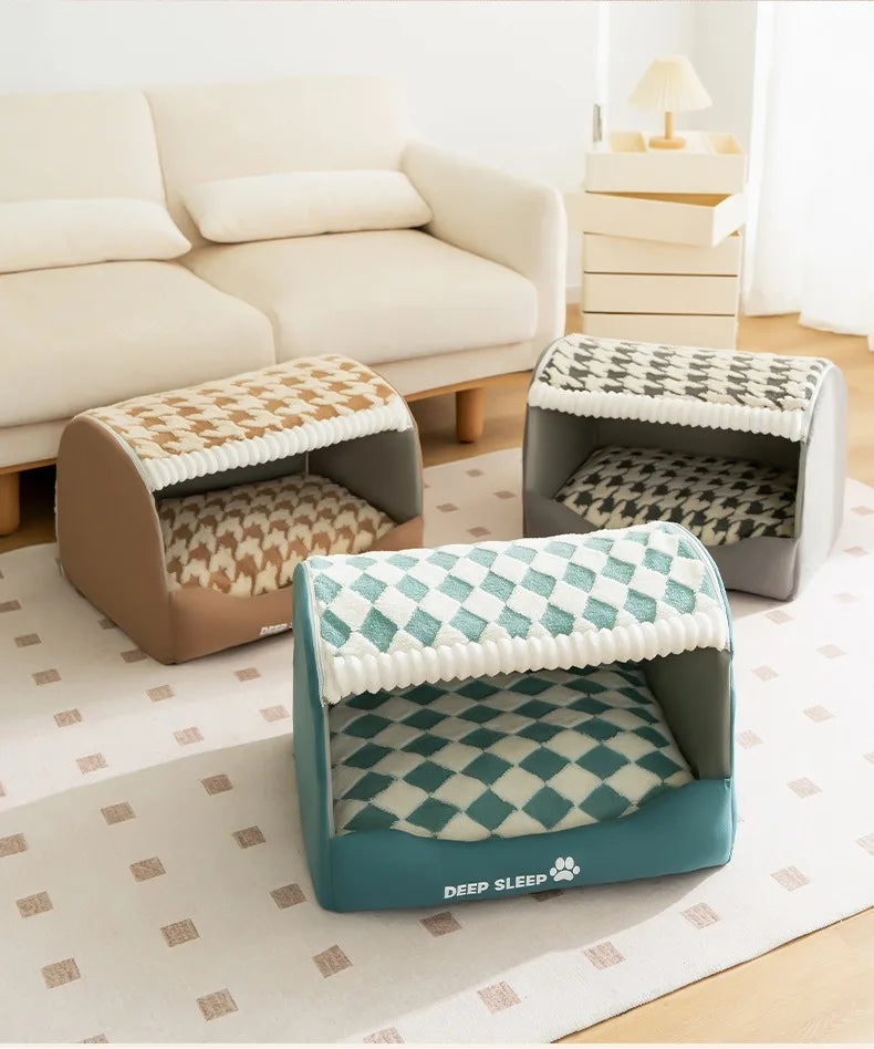 Dog Den Large-sized Dogs' Winter and Autumn Warmth Preservation Quilted Cat Den Drawer House Pet Bed Golden Retriever Washable