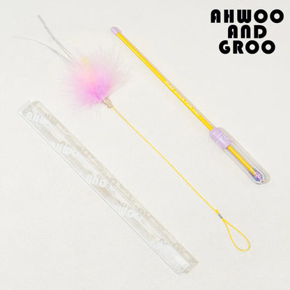 Starry Sky Cat Teaser Wand Kitty Interactive Toys Kitten Funny Feather Colorful Three Sections Rod Teaser Wand Pet Cat Supplies