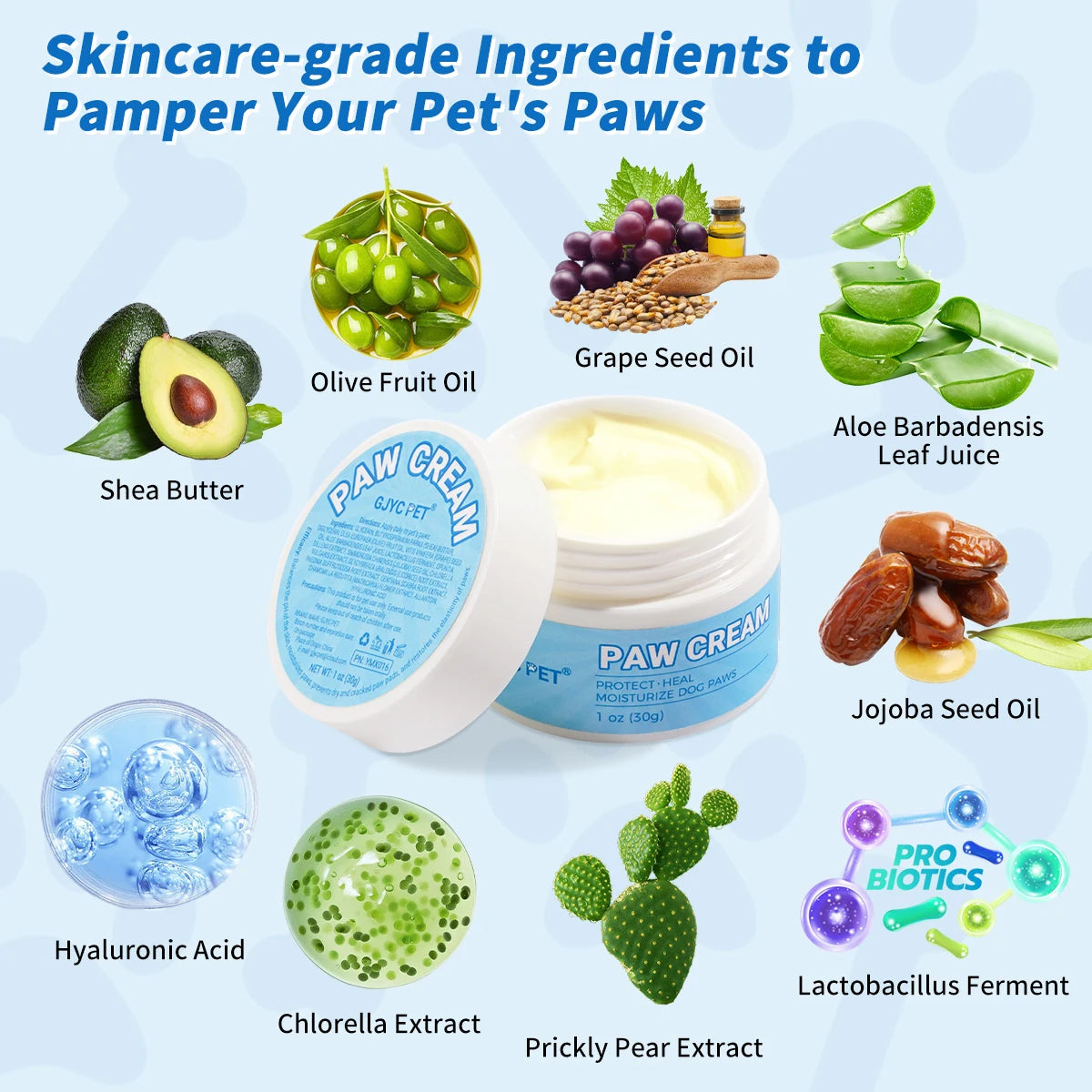 Pet Paw Cream for Dogs Cats | Natural Moisturizing Softening Protector for Dry Cracked Pads All Weather Daily Care
