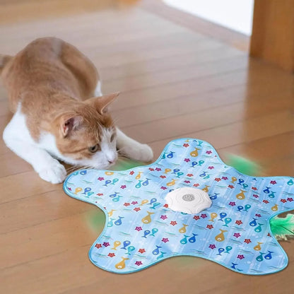 Electric Cat Interactive Hide and Seek Game Pet Toy with Moving Concealed Wand Feather Chargeable Automatic Cats Teaser Toy
