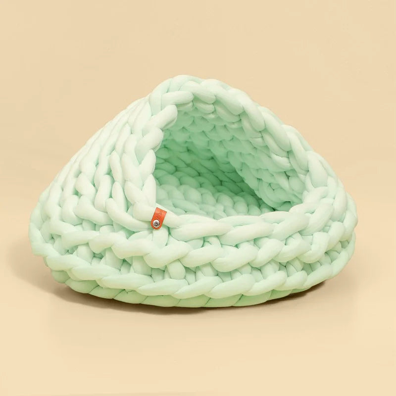 Cute Cat Bed Nest Small Dog Kennel Winter Thick House Weaving Pet Puppy Sleeping Bag Super Soft Cat Sleeping Bed Pet Cushion