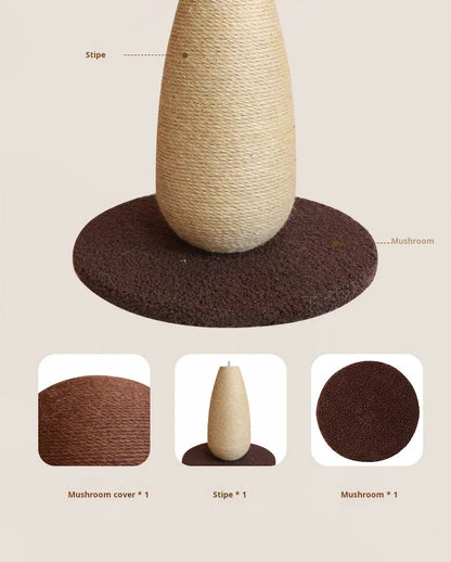 Mushroom Sisal Cat Scratching Post & Board, Vertical Claw Grinding Pad, Durable Non-Shed Cat Scratching Supplies