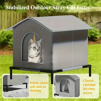 Stray Cat Houses with Mat Waterproof Summer Cool Shelter Foldable Pet Cave Nest Sleeping Beds for Outdoor Cats Small Dog Puppies