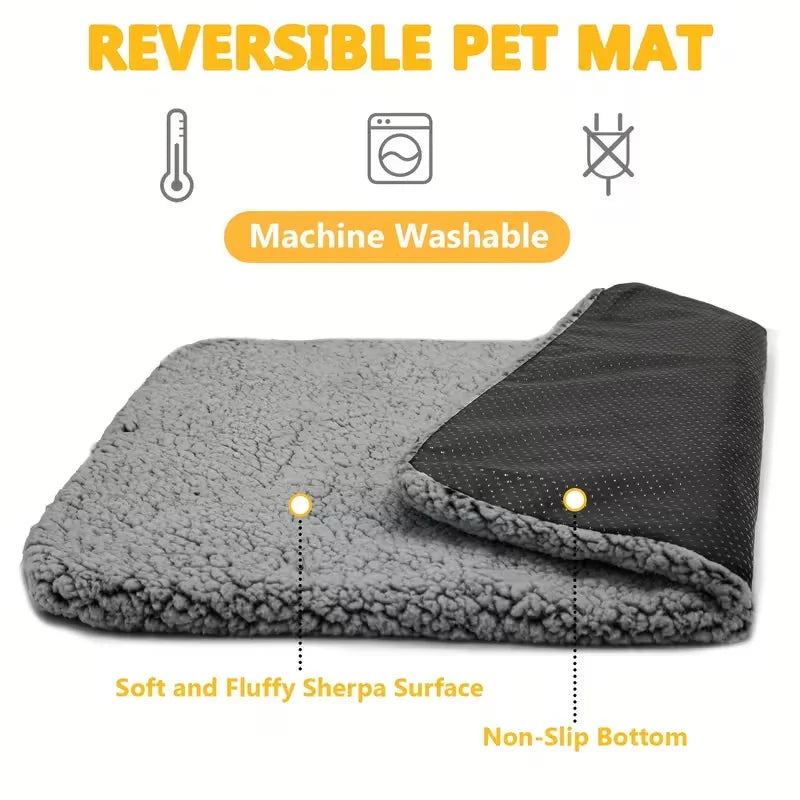Self-Warming Pet Pad Blanket, Electric-Free Thermal Bed Mat, Anti-Slip for Cats Dogs Winter Warmth Mat Heat Reflecting Core Pad