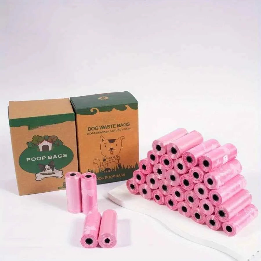 120 Count Extra Thick Leakproof Poop Bags - Vibrant Pink & Purple Designs, High-Quality Polyethylene Trash Bags for Dogs
