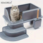 Extra Large 20L Stainless Steel Cat Litter Box With Stair Foot Pad Splash-Proof Easy To Clean Odorless Toilet Cat Litter Box