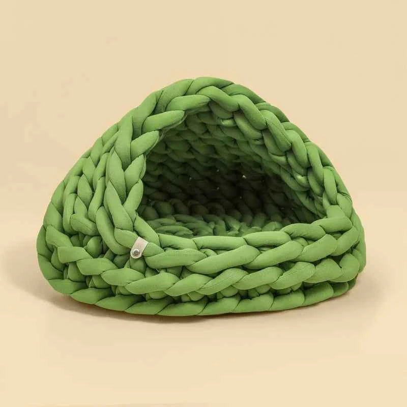 Cute Cat Bed Nest Small Dog Kennel Winter Thick House Weaving Pet Puppy Sleeping Bag Super Soft Cat Sleeping Bed Pet Cushion