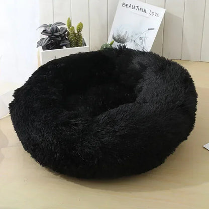 Round Plush Pet Bed - Self Warming Kennel, Machine Washable Mat with Non-Slip Bottom, Soft Cushion House Bed for Cats Dogs