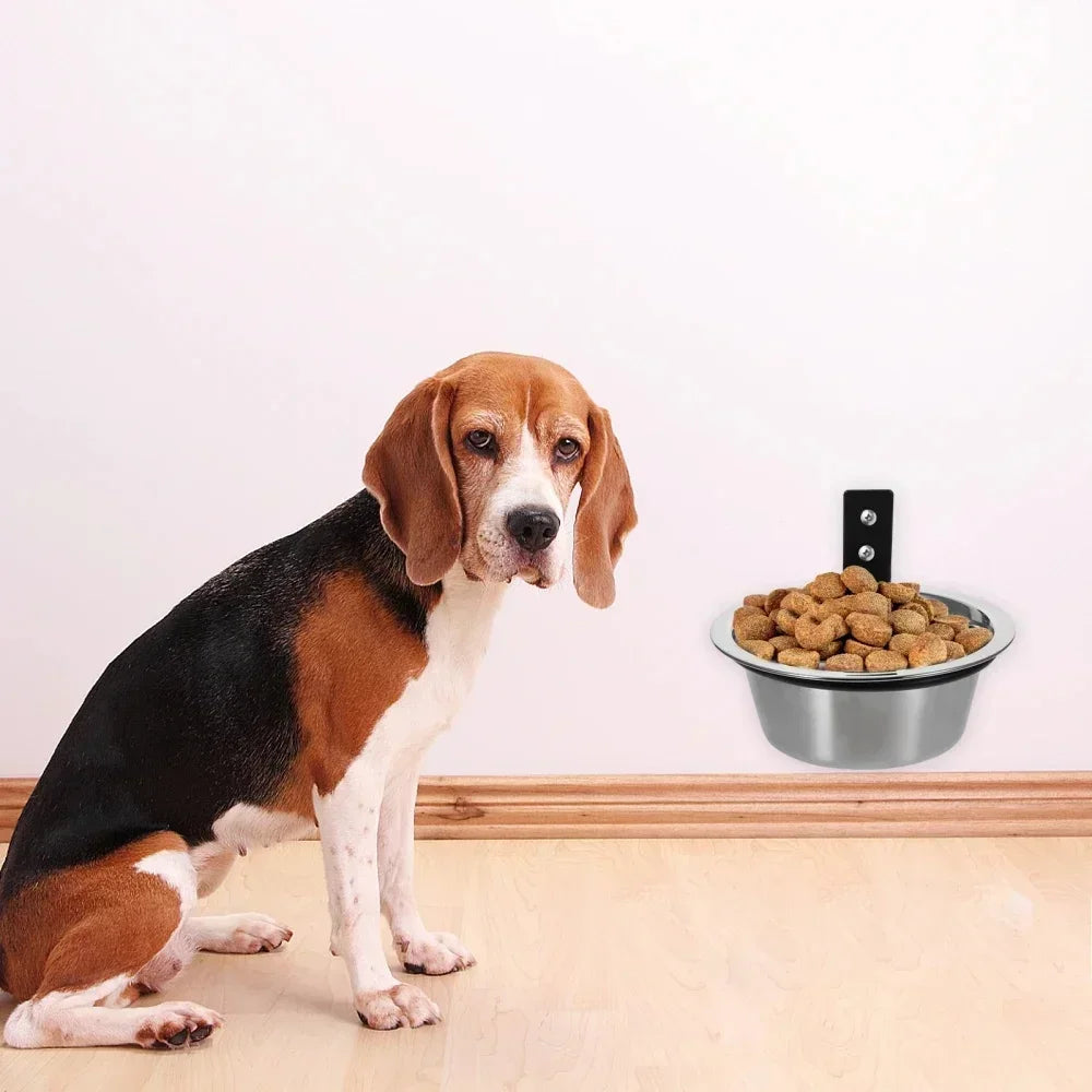 Wall Mounted Pet Bowl Stationary Dog Cage Bowl Stainless Steel Dog Cat Hanging Bowls Durable Puppy Kitten Feeder Water Food Bowl