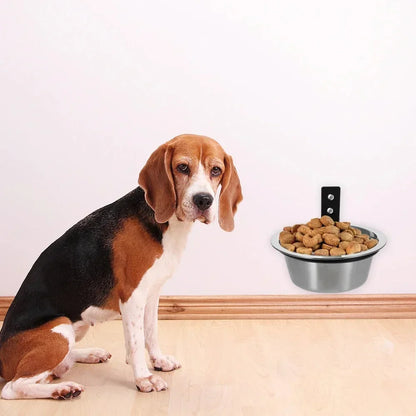Wall Mounted Pet Bowl Stationary Dog Cage Bowl Stainless Steel Dog Cat Hanging Bowls Durable Puppy Kitten Feeder Water Food Bowl