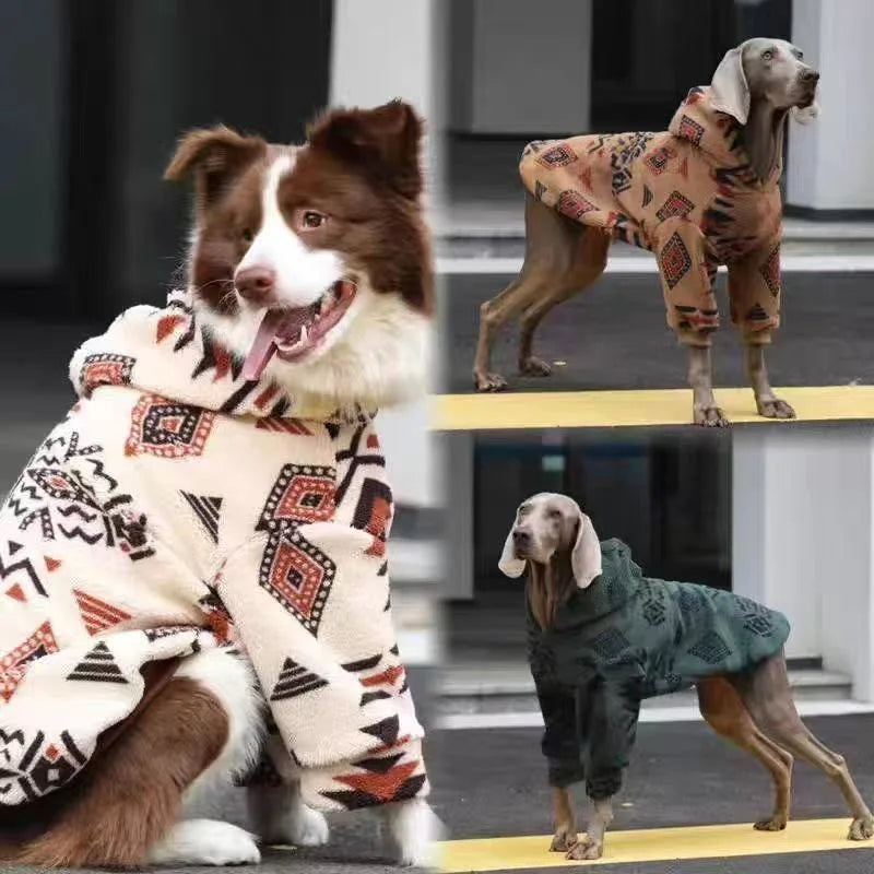 Winter Warm Thickened Sherpa Fleece Dog Coat - Hooded Thermal Sweatshirt For Medium & Large Dogs, Cold Weather Pet Apparel