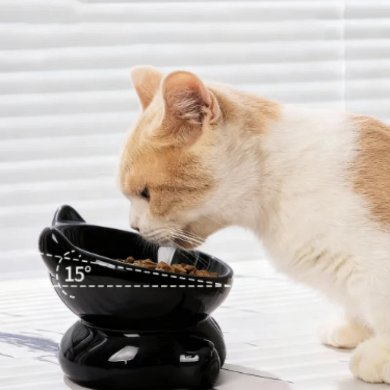 Cat Bowl Pet Accessories Ceramic Diagonal High Feet Cute Protection Cervical Spine Dog Bowl Drink Water Bowl Pet Supplies