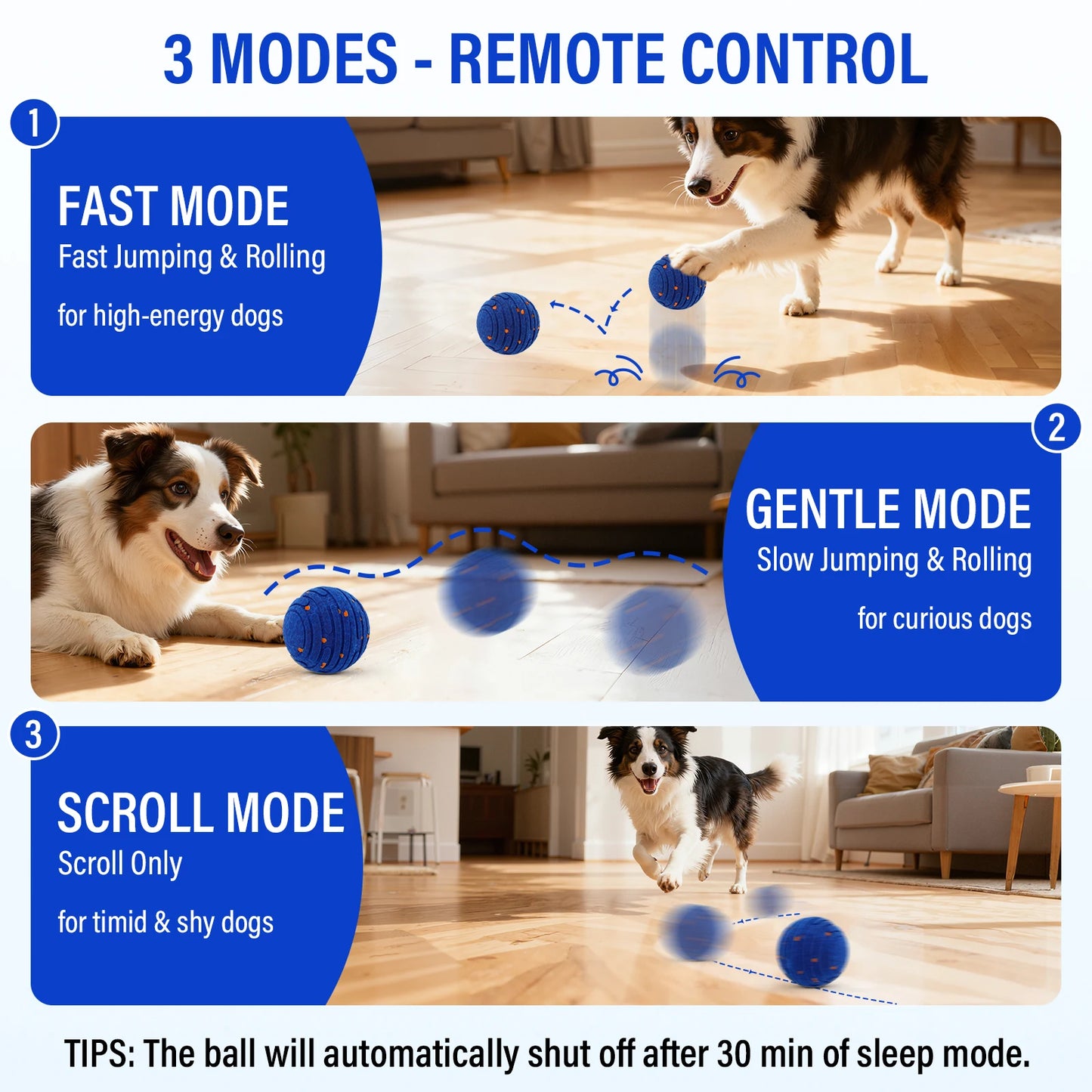Smart Interactive Dog Toy, Indestructible E-TPU Toy Ball for Aggressive Chewers, Automatic Moving, Rechargeable Ball for Small/M