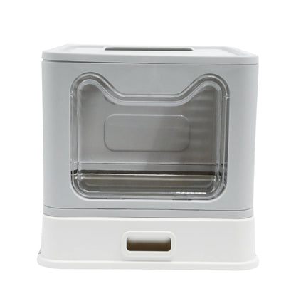 Bingopaw Stainless Steel Cat Litter Box with Lid Front Entry and Top Exit Toilet Box with Litter Scoop for Kittens,Easy Cleaning