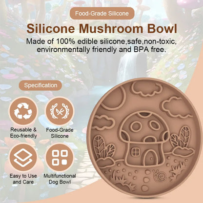 New Mushroom Dog Slow Food Bowl Silicone Pet Bowl Anti-choking Slow Food Pet Planet Silicone Bowl Suction Cup Licking Pad 2 in 1