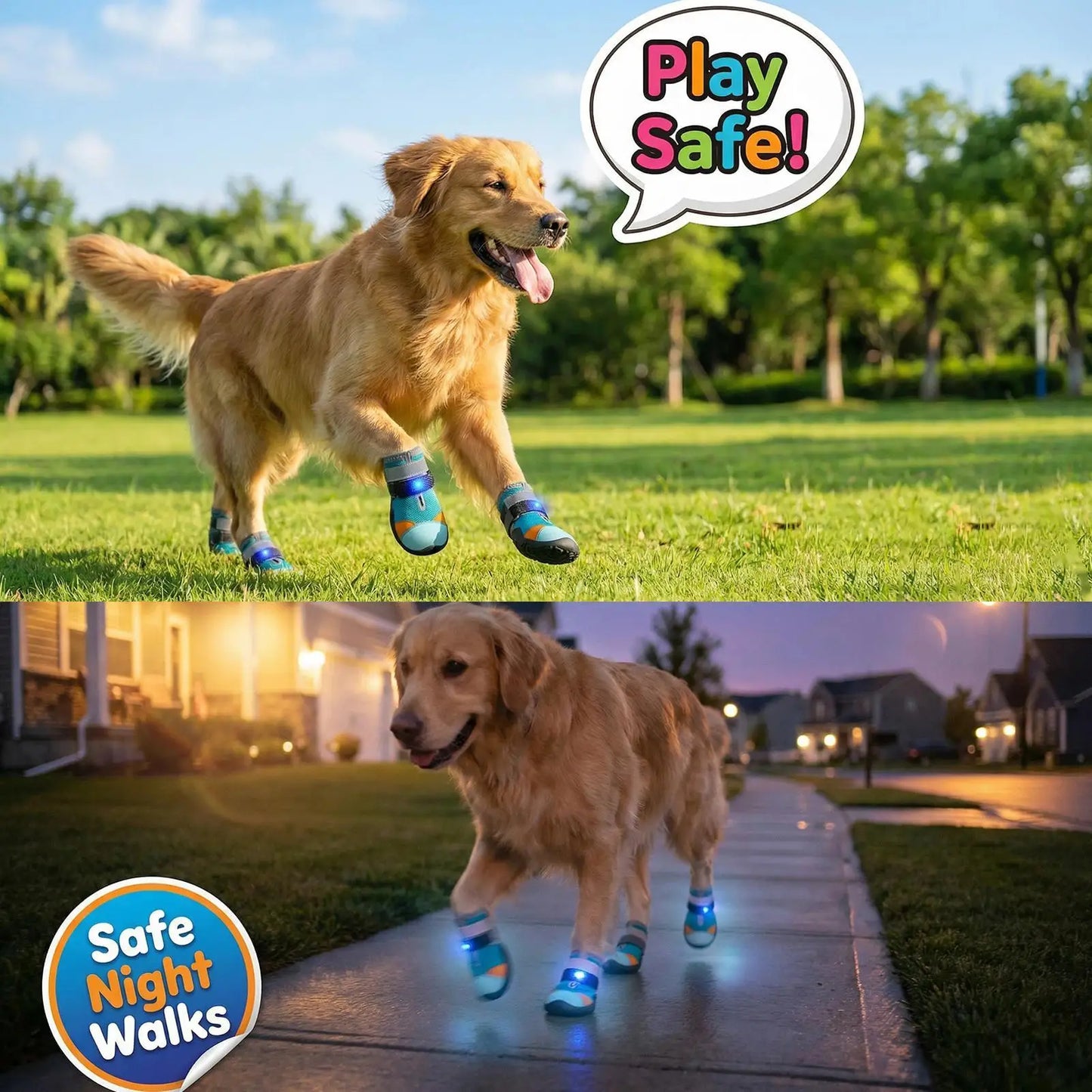 Light Up Dog Shoes Breathable Pet Supplies Doggy Shoes Cat Glowing Boots For Puppy Kitten Summer Outdoor Night Walks Training