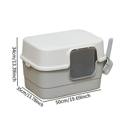 Hooded Cat Litter Box with Lid Removable Pet Accessories Kitty Litter Pan