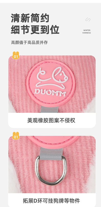 Winter Cat Dog Harness and Leash Comfortable Plush Pet Vest Harness for Small Dogs Cats Outdoor Walking Lead Chihuahua Collar